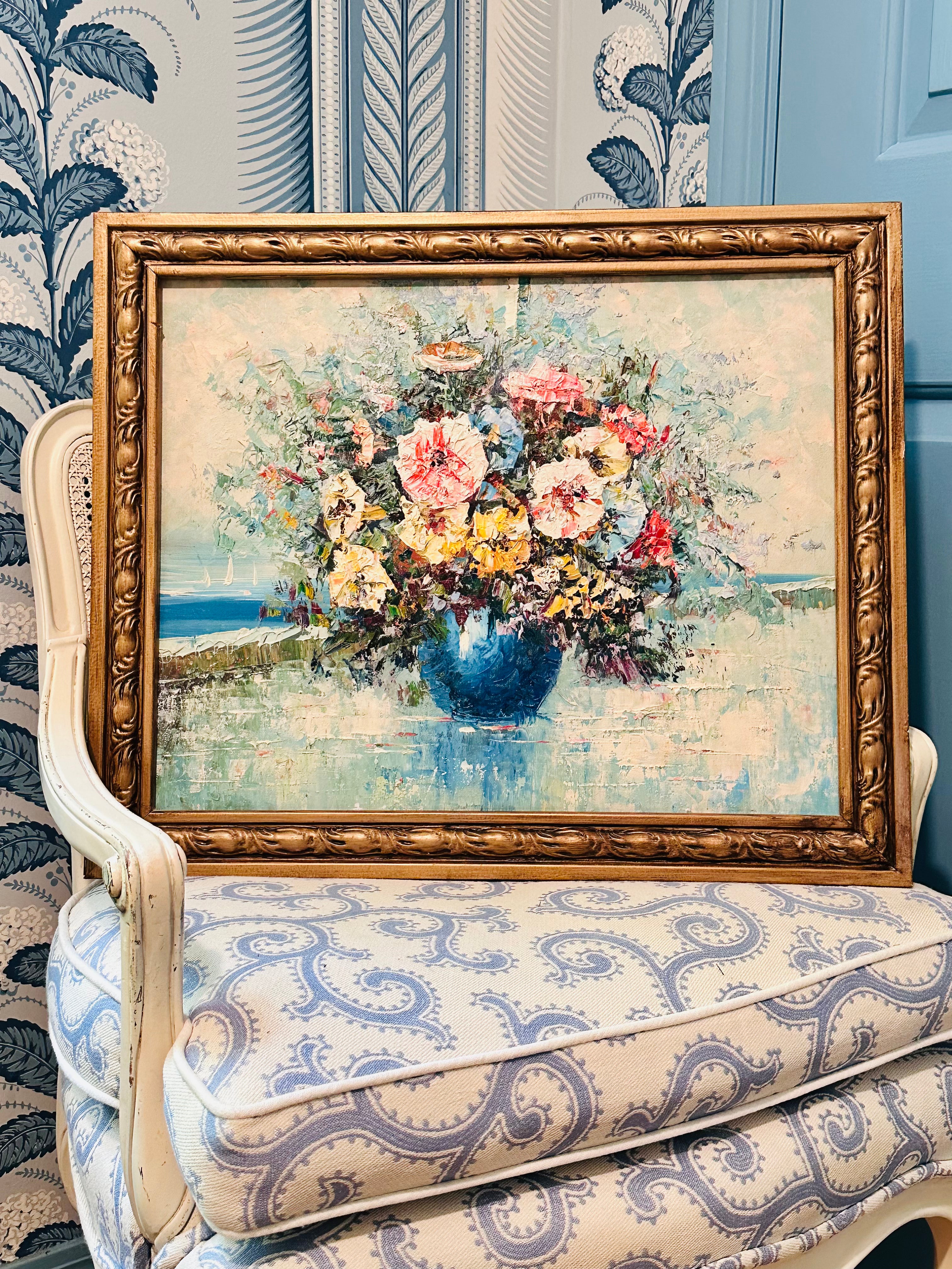 Striking Floral on Canvas with Lovely Frame