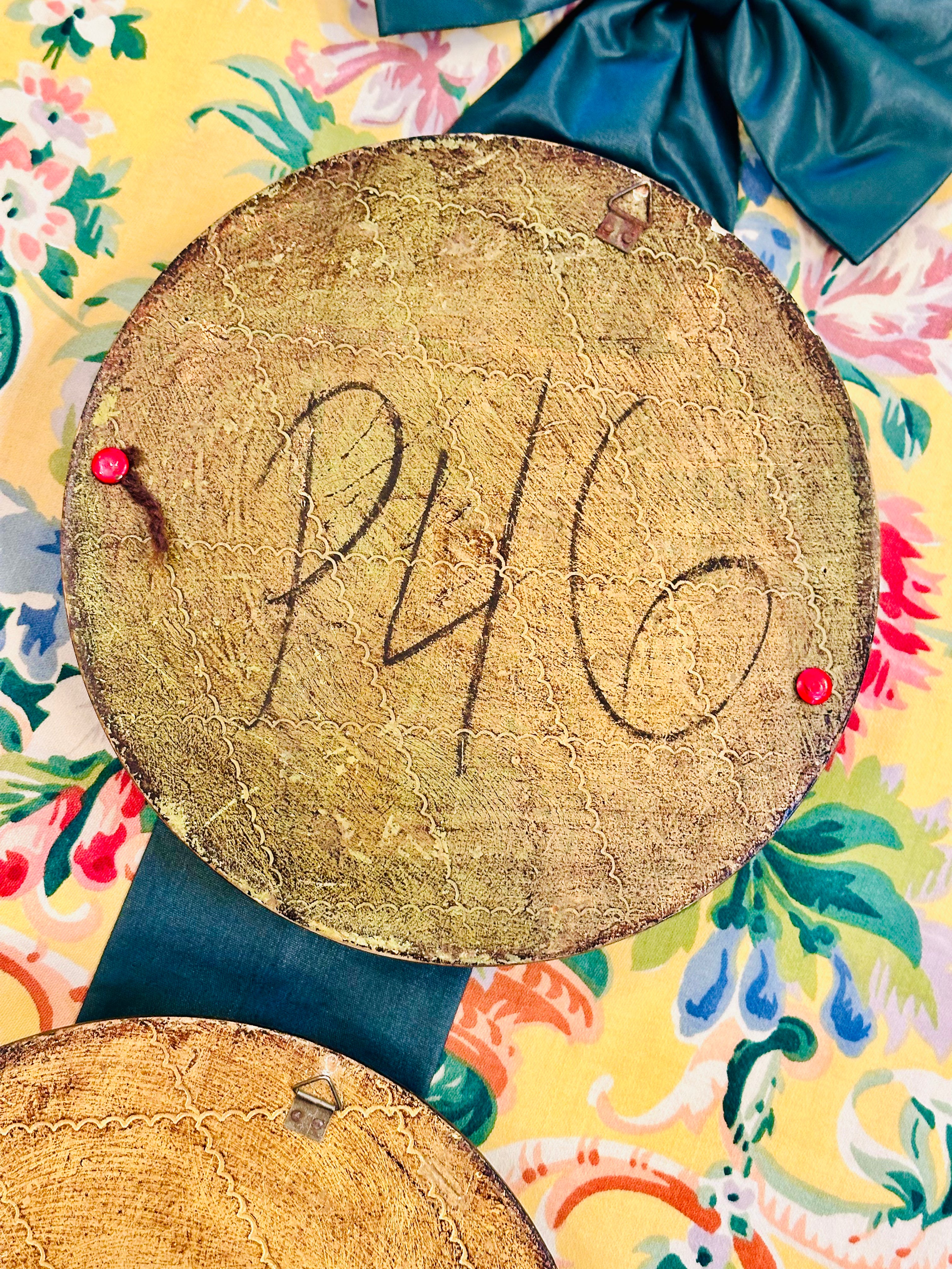 Pair of Very Rare Florentine Round Wall Hangings