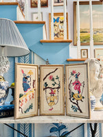 Load image into Gallery viewer, Very Rare Needlepoint Chinoiserie Trifold Bamboo Screen
