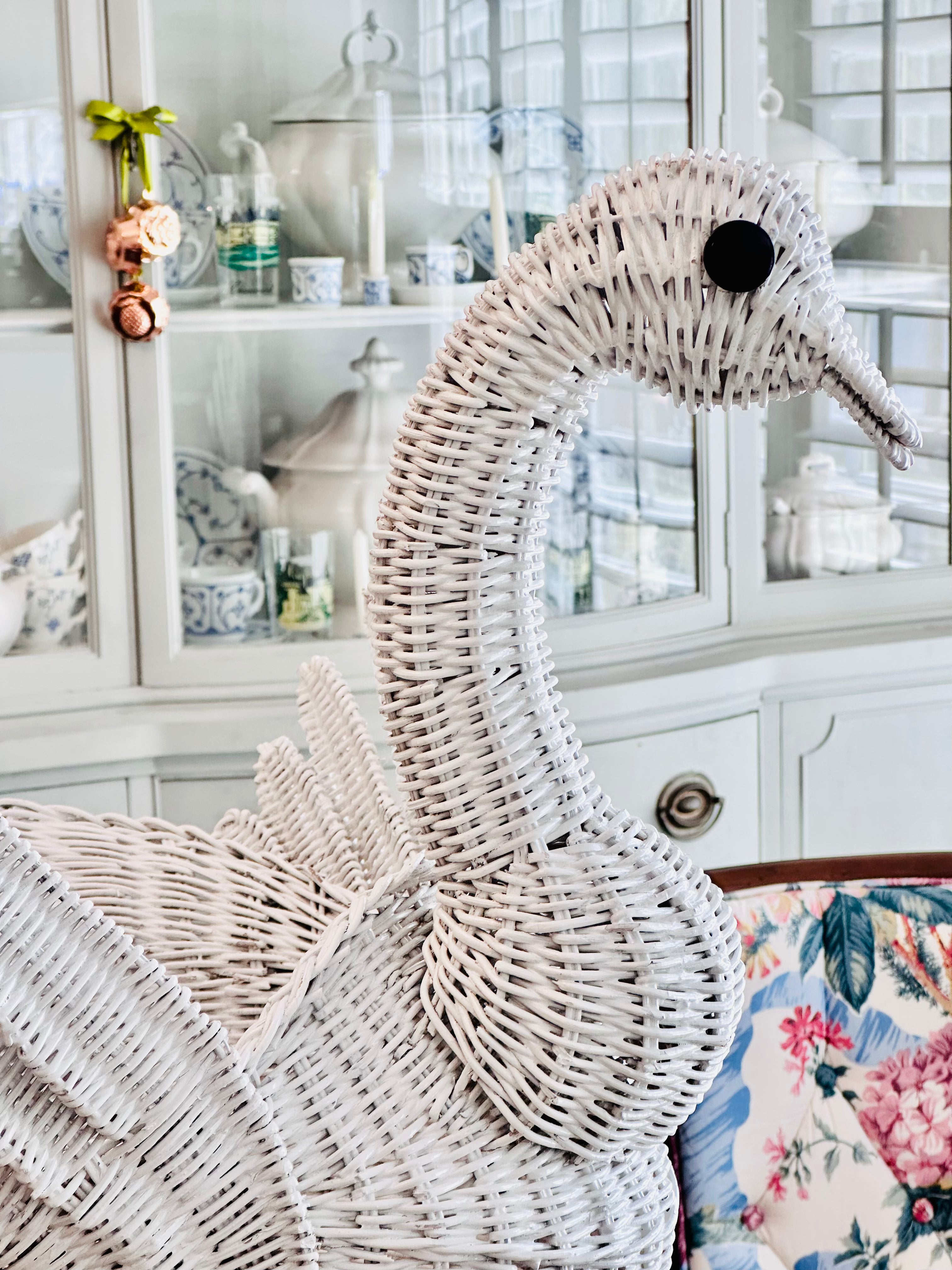 Vintage Wicker Swan