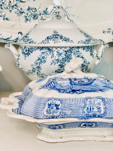 Antique (1829-1861) Bologna Adam’s & Son’s Transferware Covered Dish