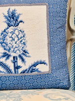 Load image into Gallery viewer, Blue Needlepoint Pineapple Pillow
