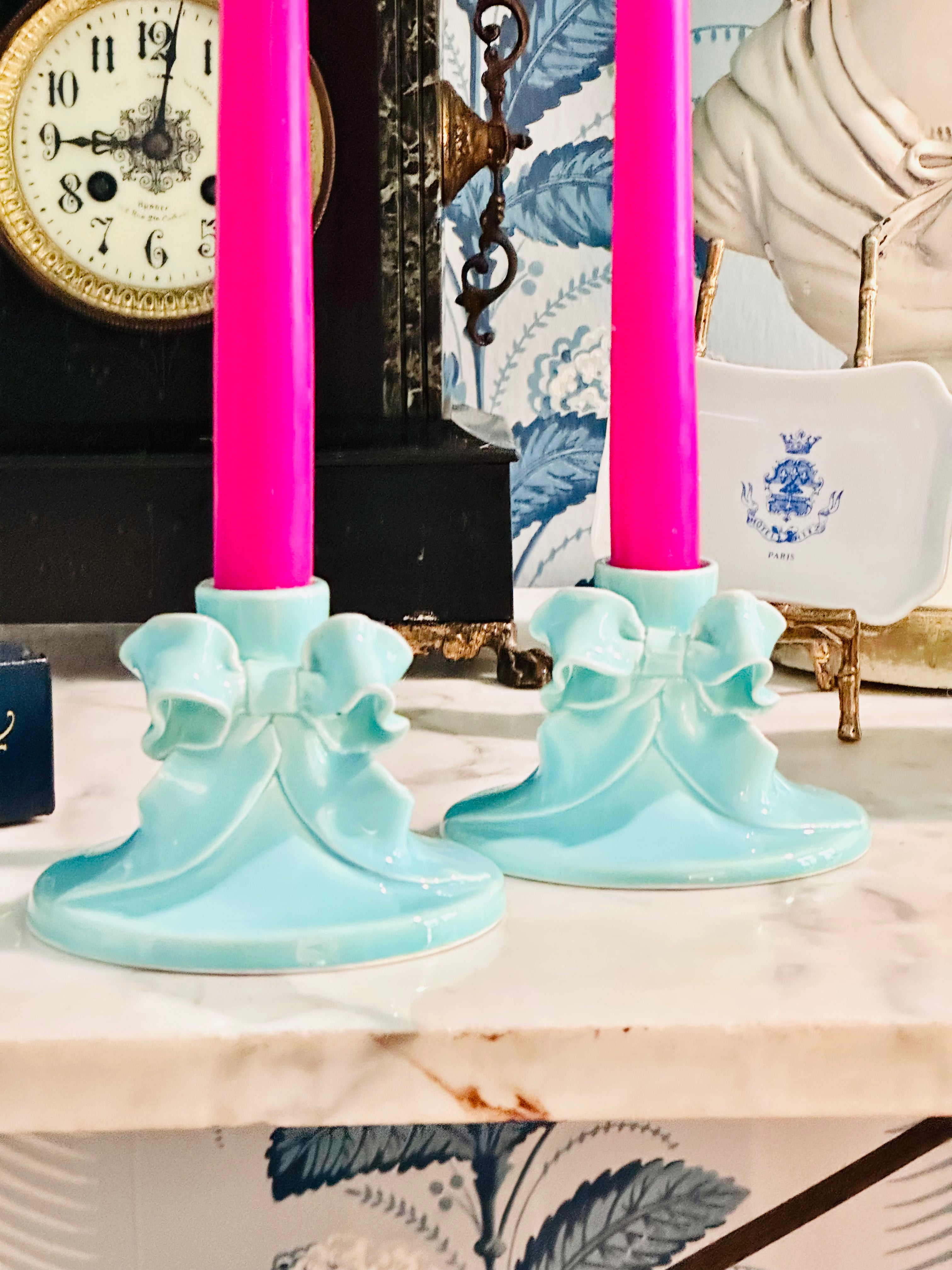 Fantastic Tiffany Blue Candle Holders