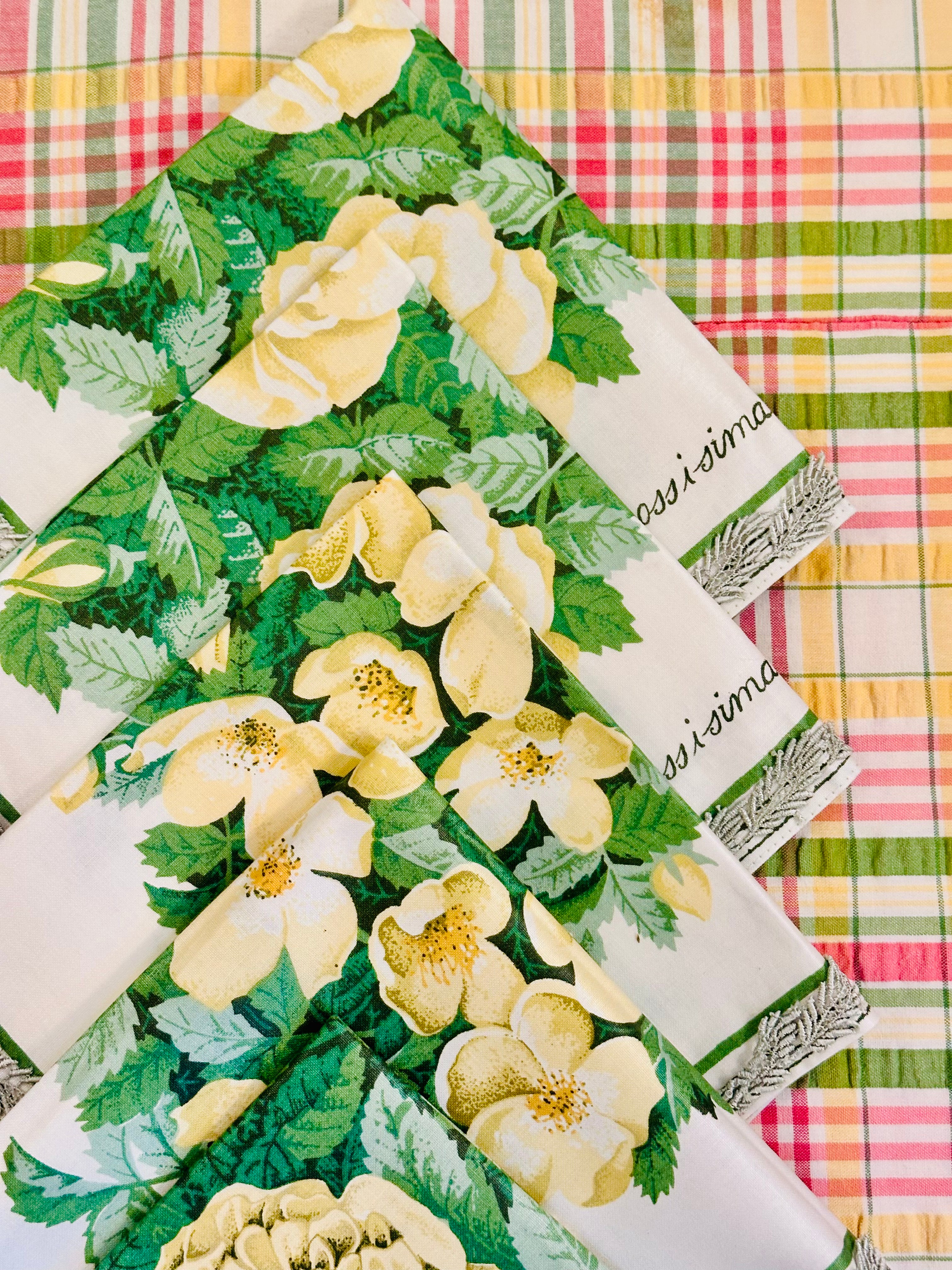 Set of 5 Custom Vintage Waverly Chintz Napkins