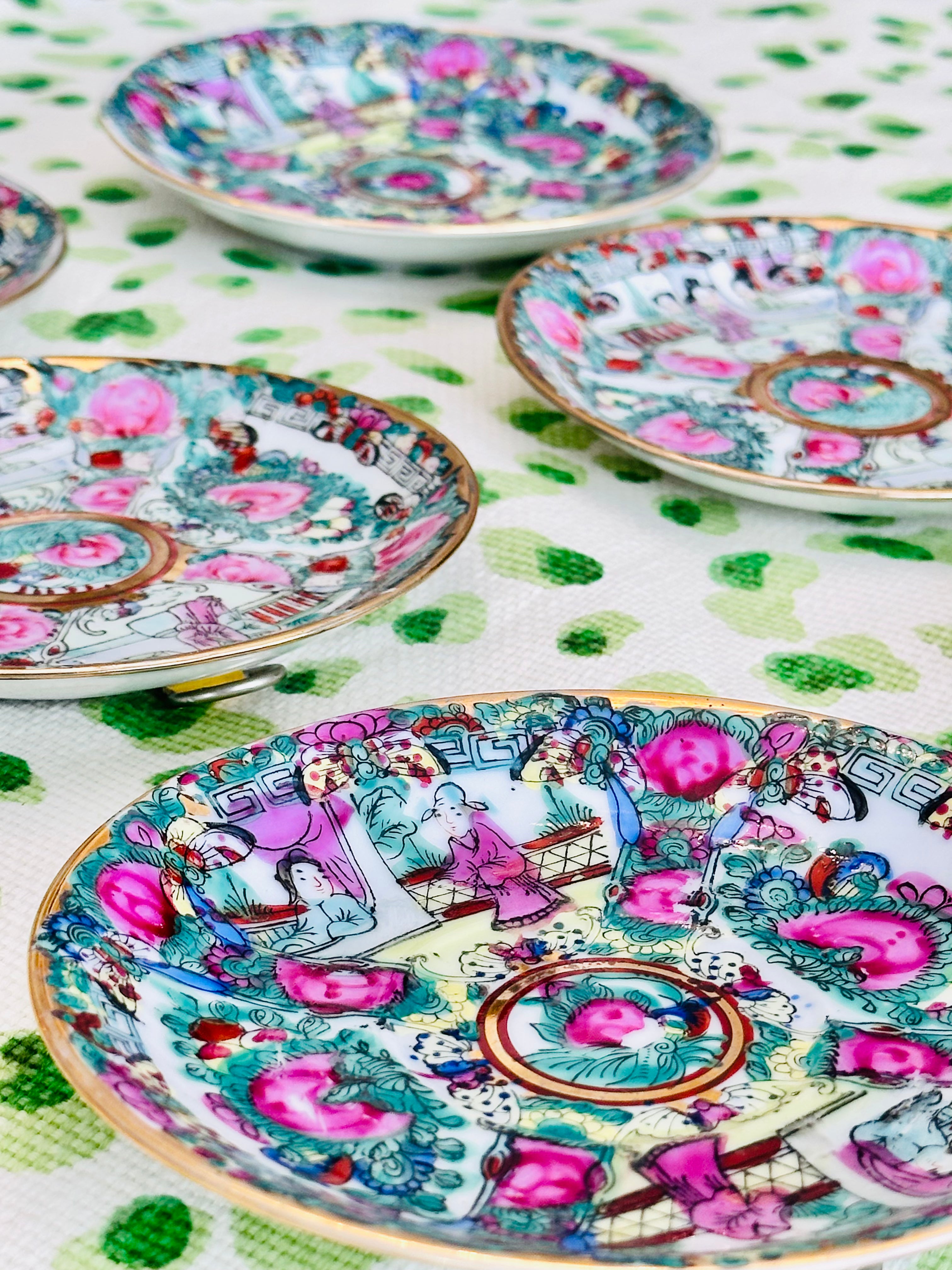 Set of Six Famille Rose Plates