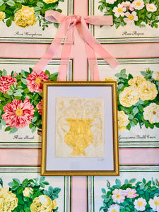 Gold Leaf Botanical on Linen by Laura Rice
