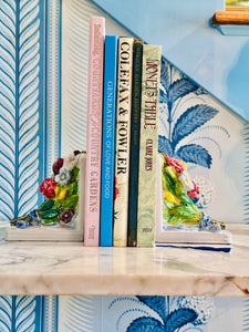 Italian Blue Bow & Floral Bookends