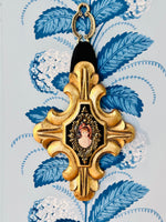Load image into Gallery viewer, Vintage  Cross with Decoupaged Portrait
