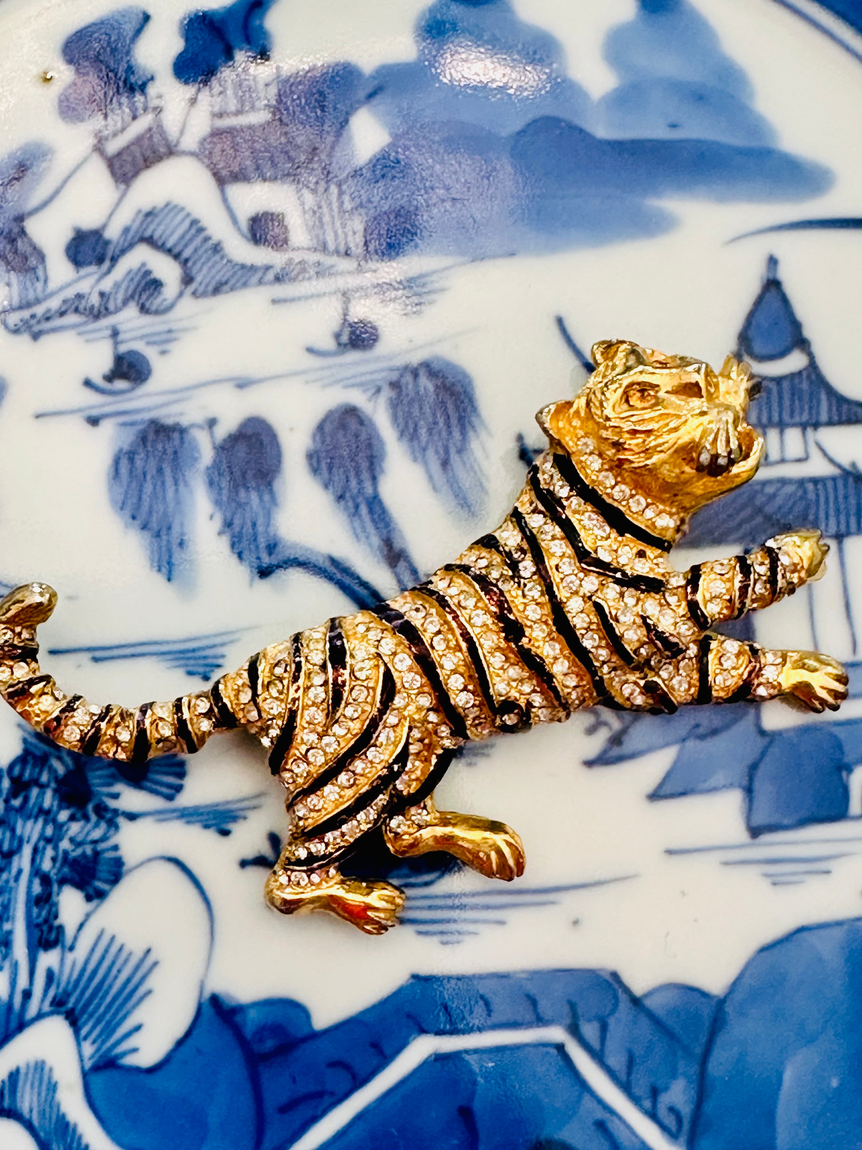 Vintage Leaping Tiger Brooch