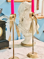 Load image into Gallery viewer, Metal Tole Bow Candlesticks
