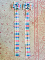 Load image into Gallery viewer, Darling Plaid Willow &amp; Pearls Single Ribbon Bows
