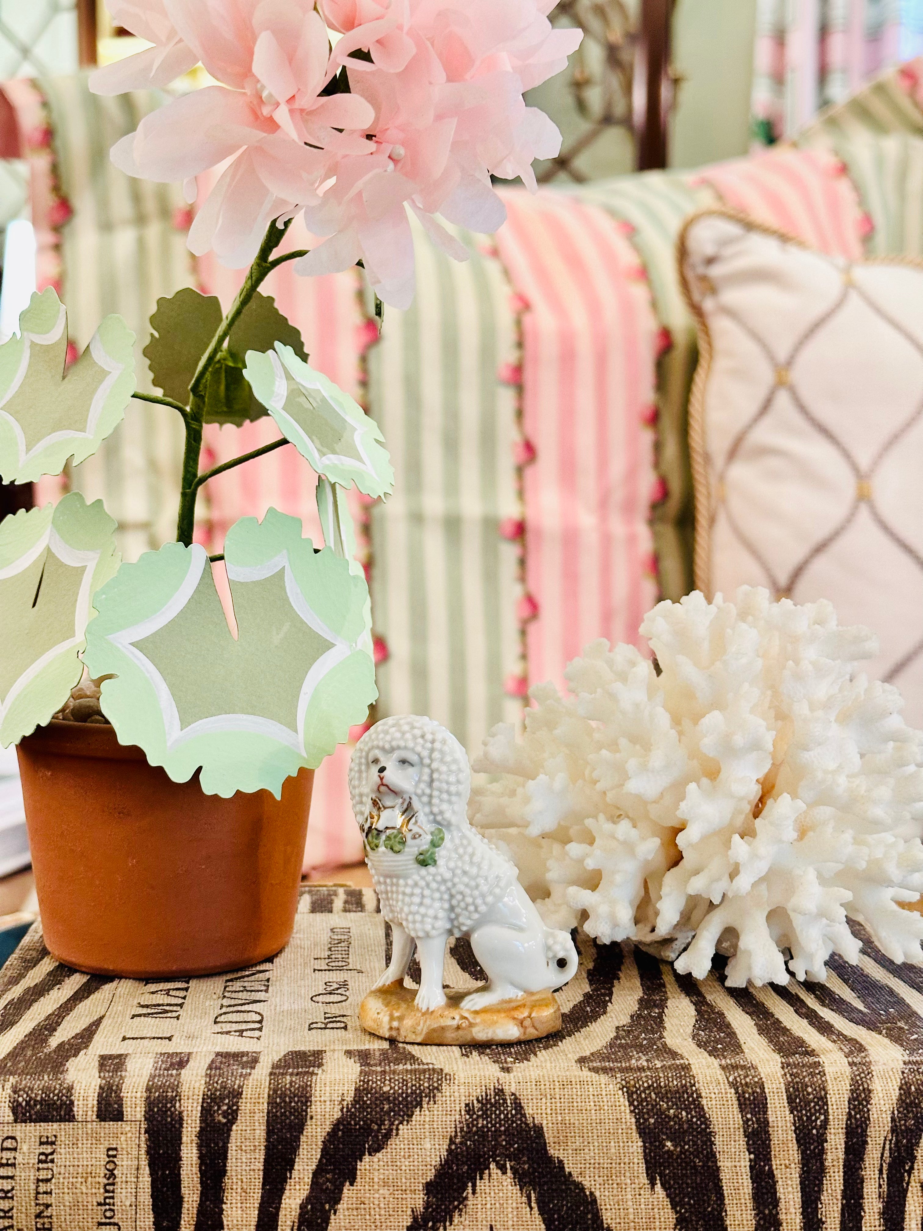 Antique Poodle with Basket