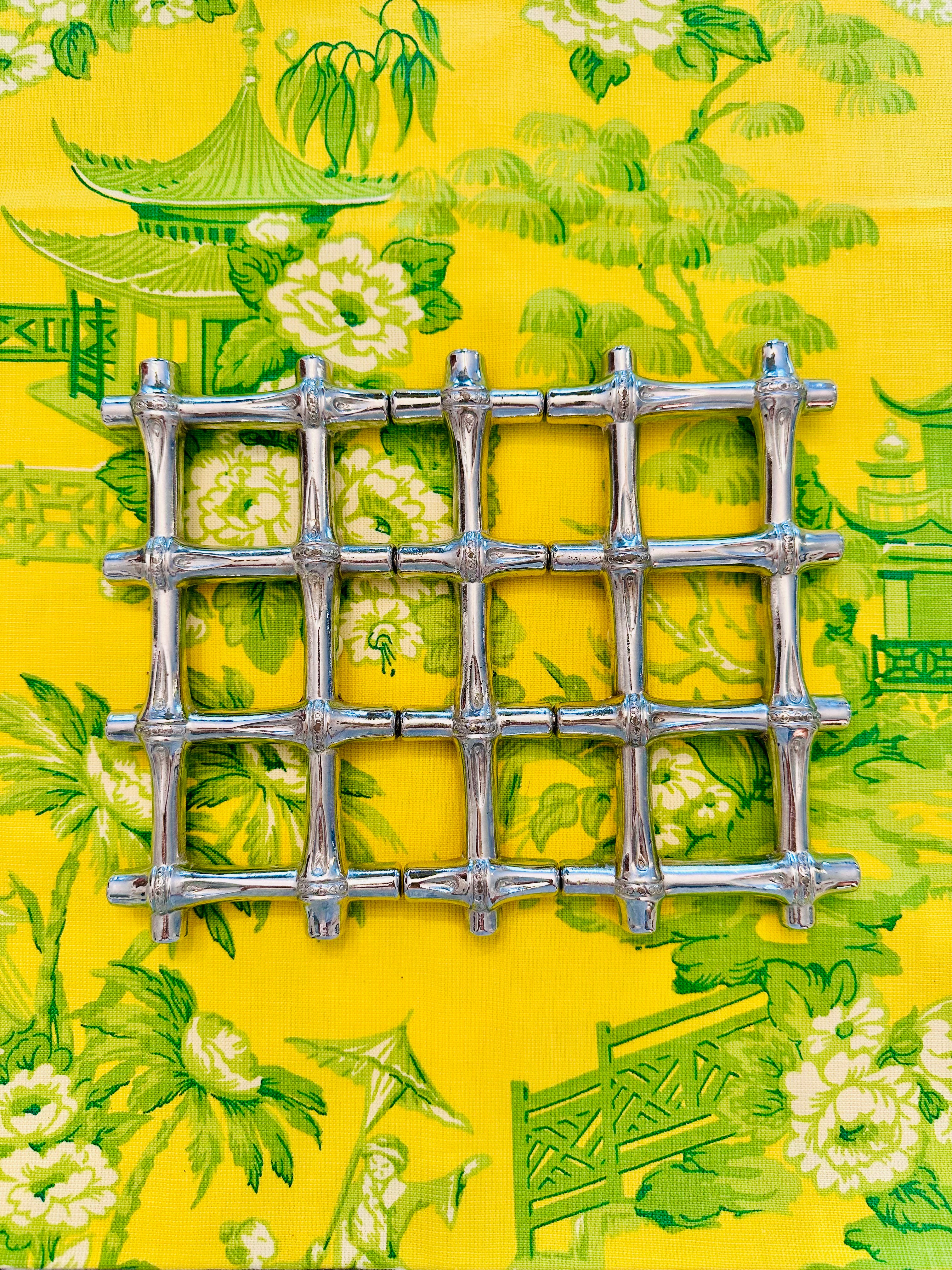 Silver Plate Faux Bamboo Trivet