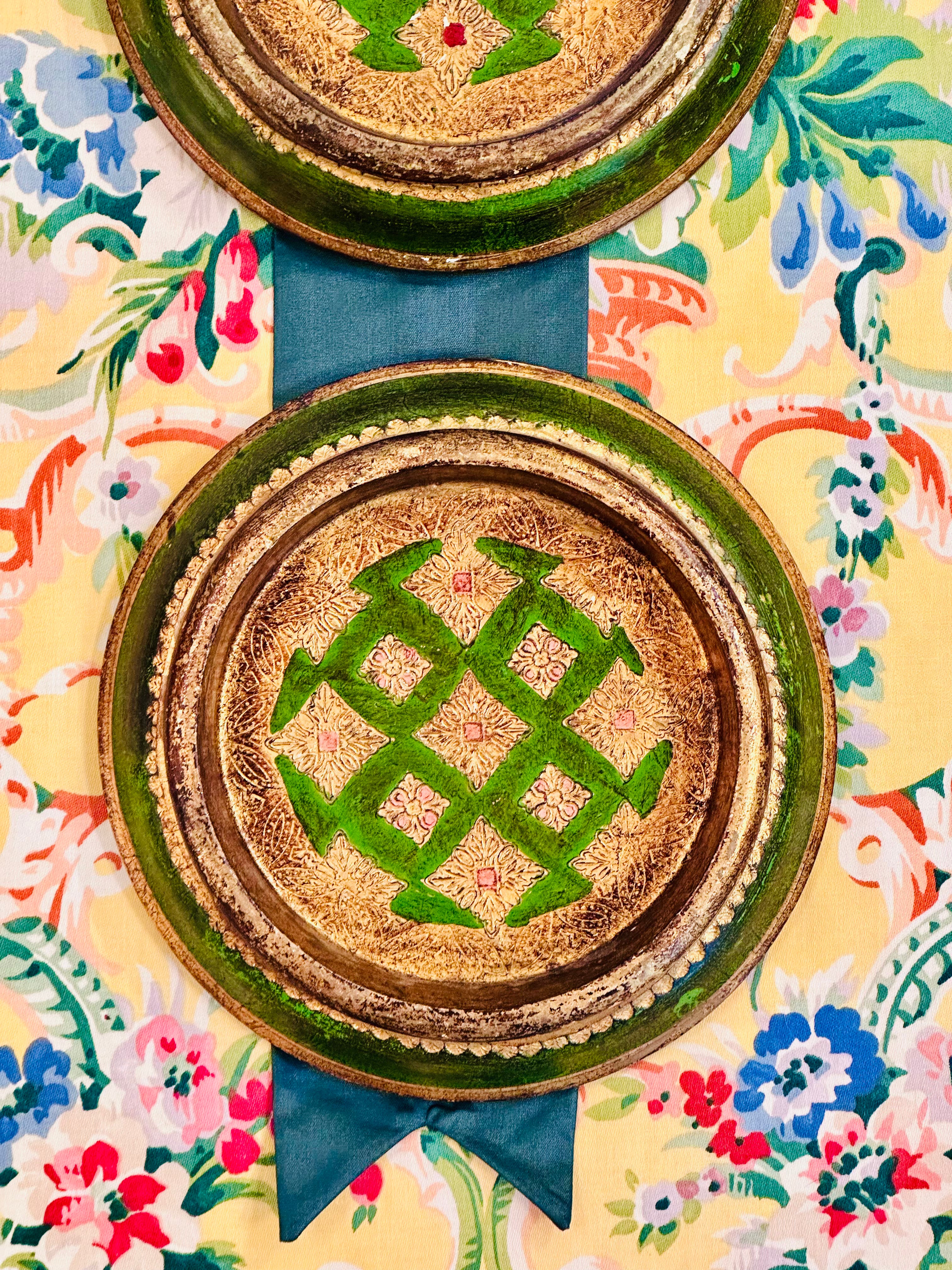 Pair of Very Rare Florentine Round Wall Hangings