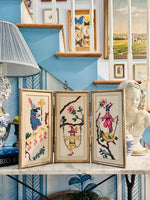 Load image into Gallery viewer, Very Rare Needlepoint Chinoiserie Trifold Bamboo Screen
