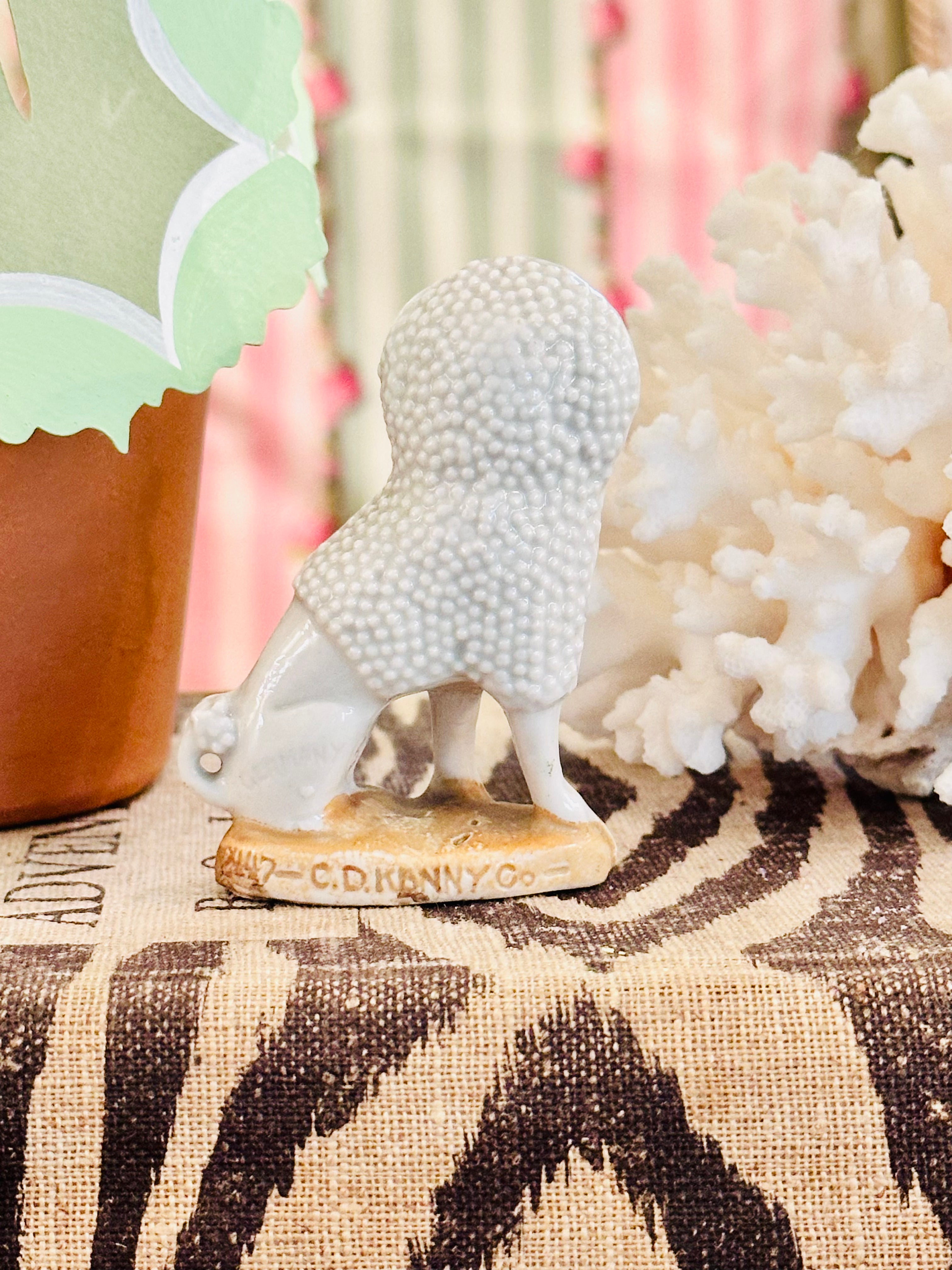 Antique Poodle with Basket