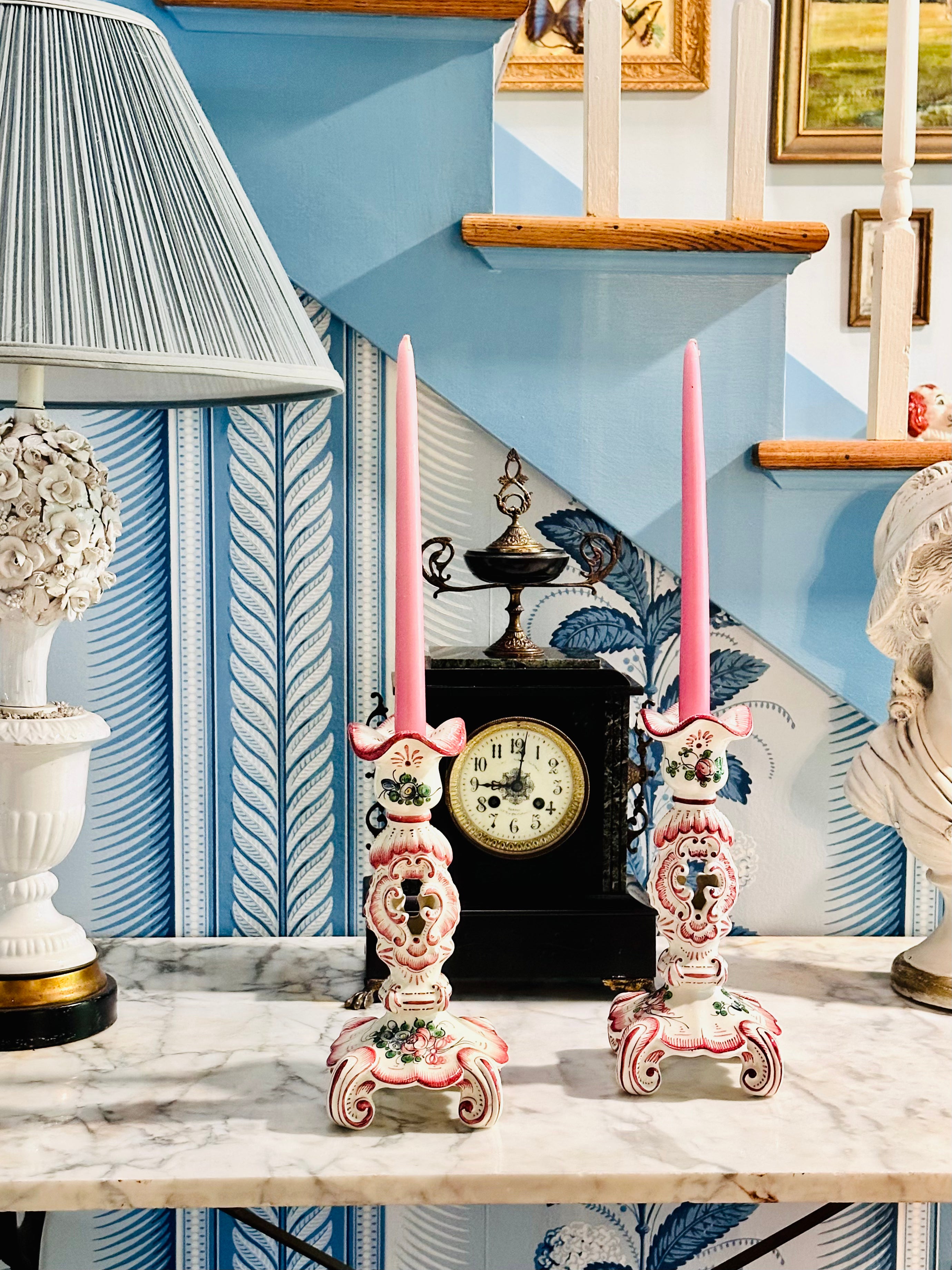 Fabulous French Faience Candlesticks