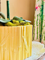 Load image into Gallery viewer, Fabulously Chic Large Yellow Bamboo Cachepot
