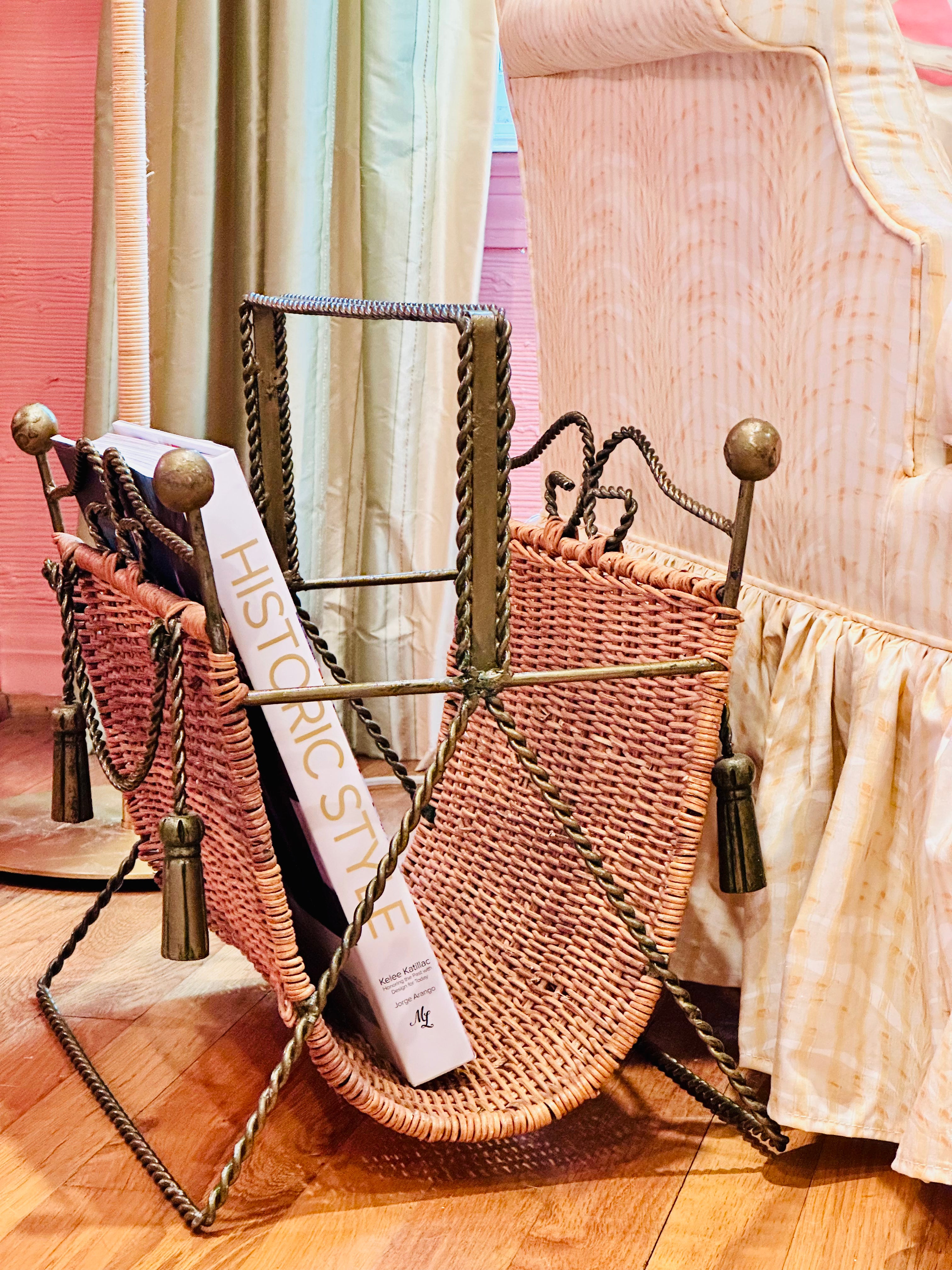 Hollywood Regency Rope & Tassel Magazine Holder