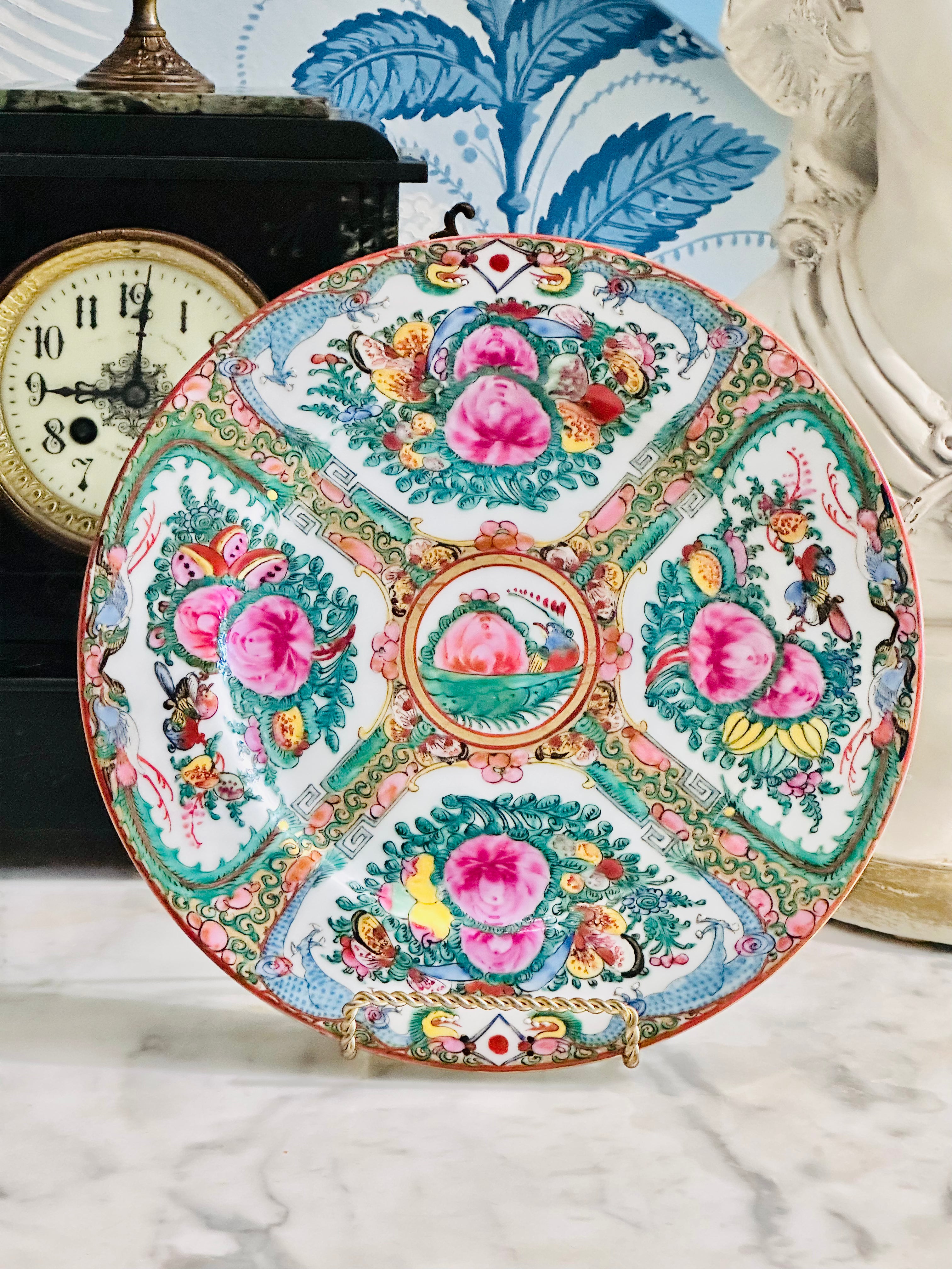 10 Inch Hand Painted Canton Rose  Medallion