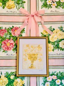 Gold Leaf Botanical on Linen by Laura Rice