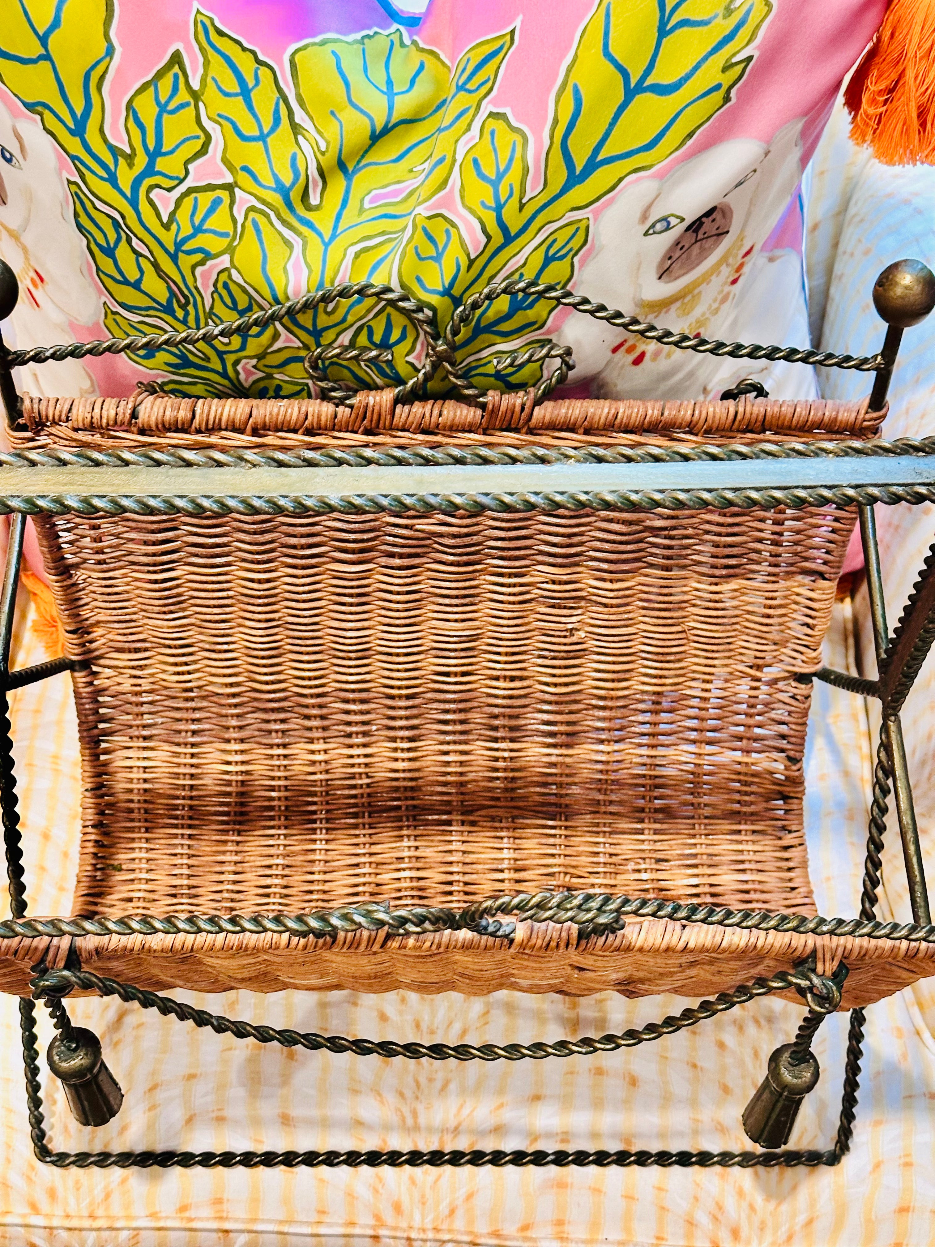 Hollywood Regency Rope & Tassel Magazine Holder