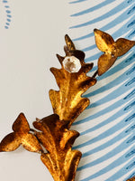 Load image into Gallery viewer, Vintage Gilded Italian Tole Candle Sconce with Crystals
