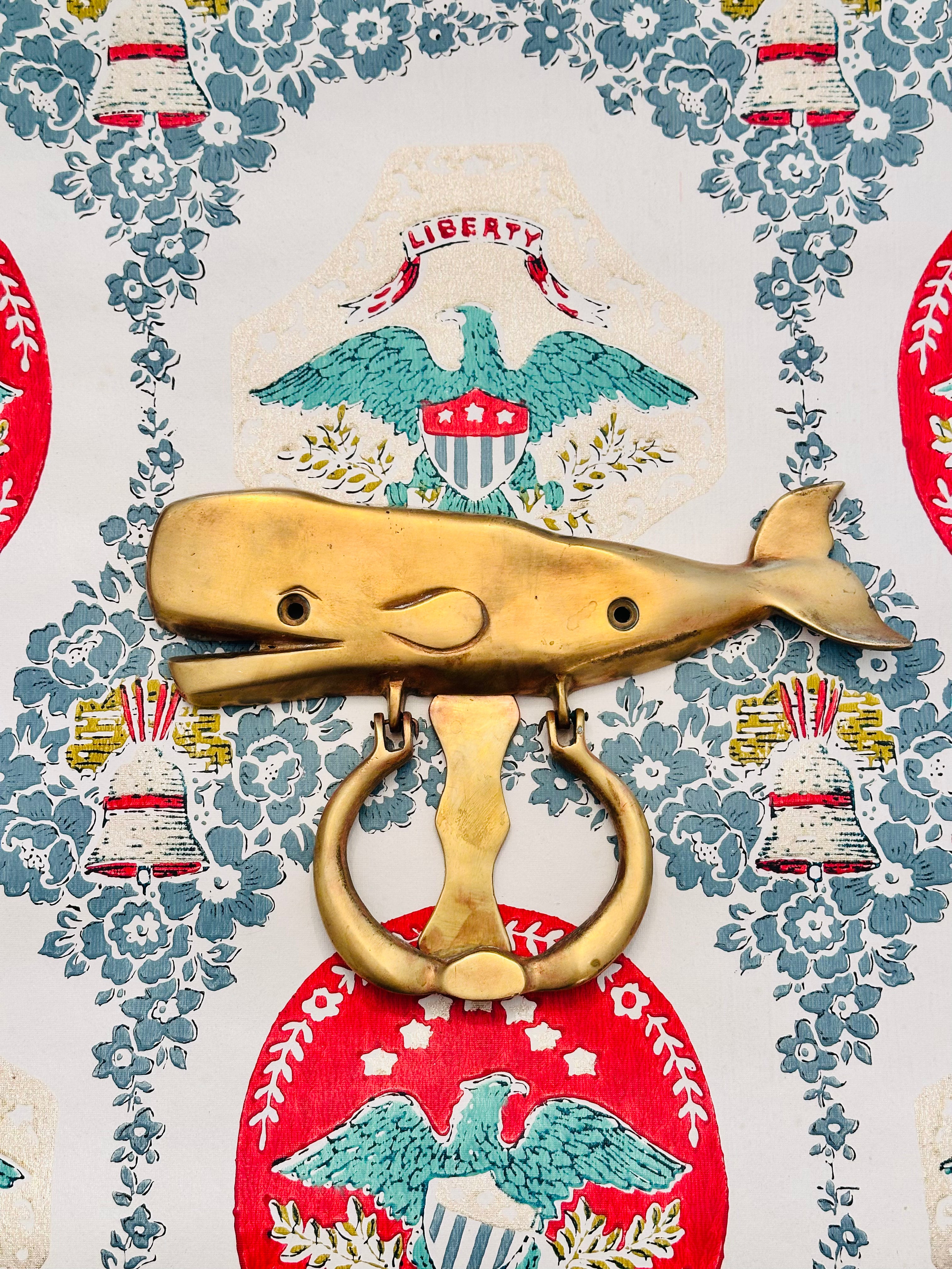 Vintage Brass Whale Door Knocker