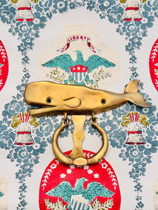 Vintage Brass Whale Door Knocker