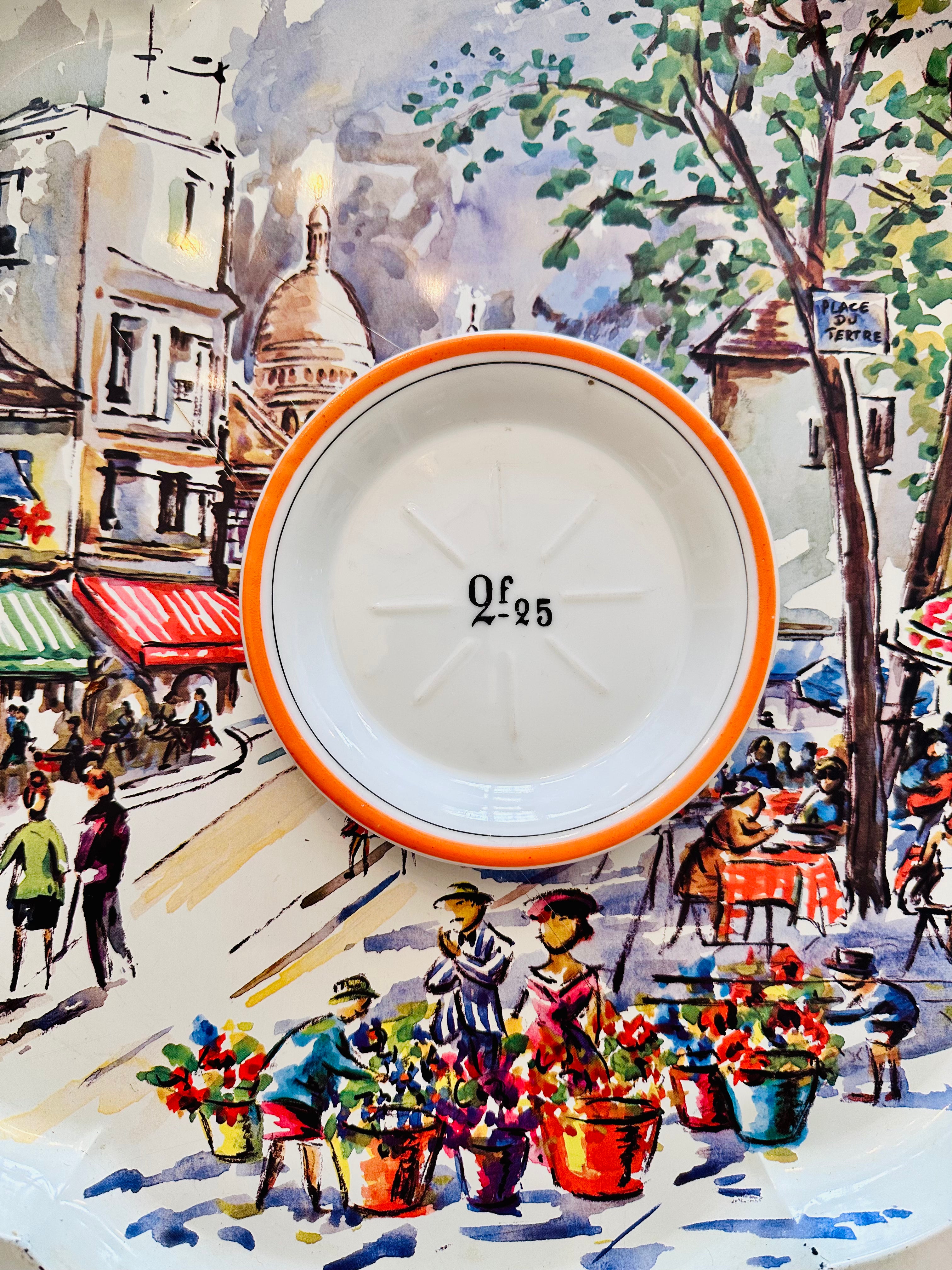 Vintage Orange French Franc Tip Plate