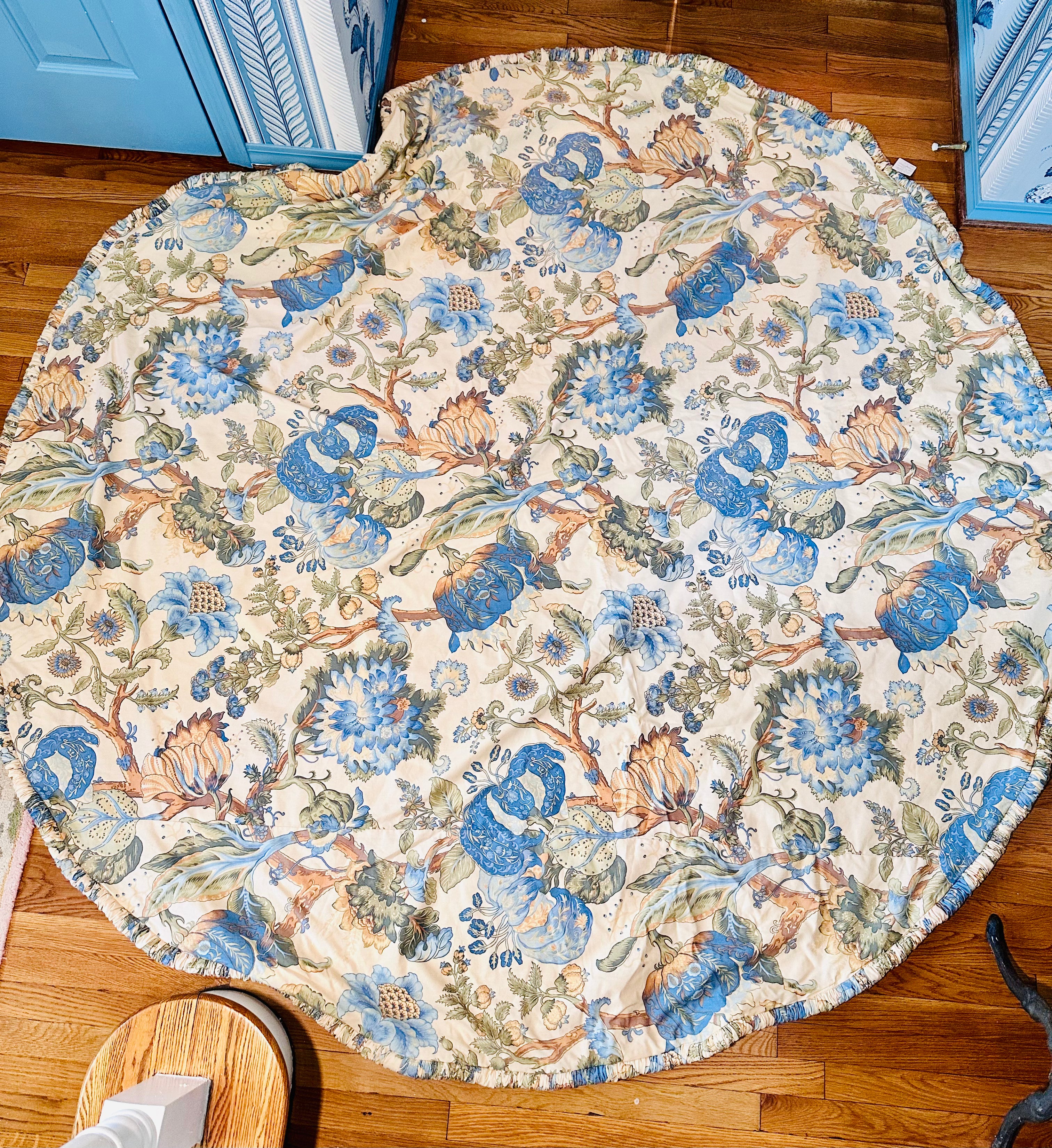 Magnificent Custom P. Kaufman 90 inch Round Skirted Table Cloth