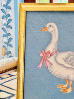 Load image into Gallery viewer, The Most Darling Needlepoint Goose with Pink Bow
