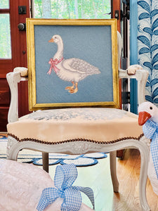 The Most Darling Needlepoint Goose with Pink Bow