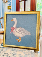 Load image into Gallery viewer, The Most Darling Needlepoint Goose with Pink Bow
