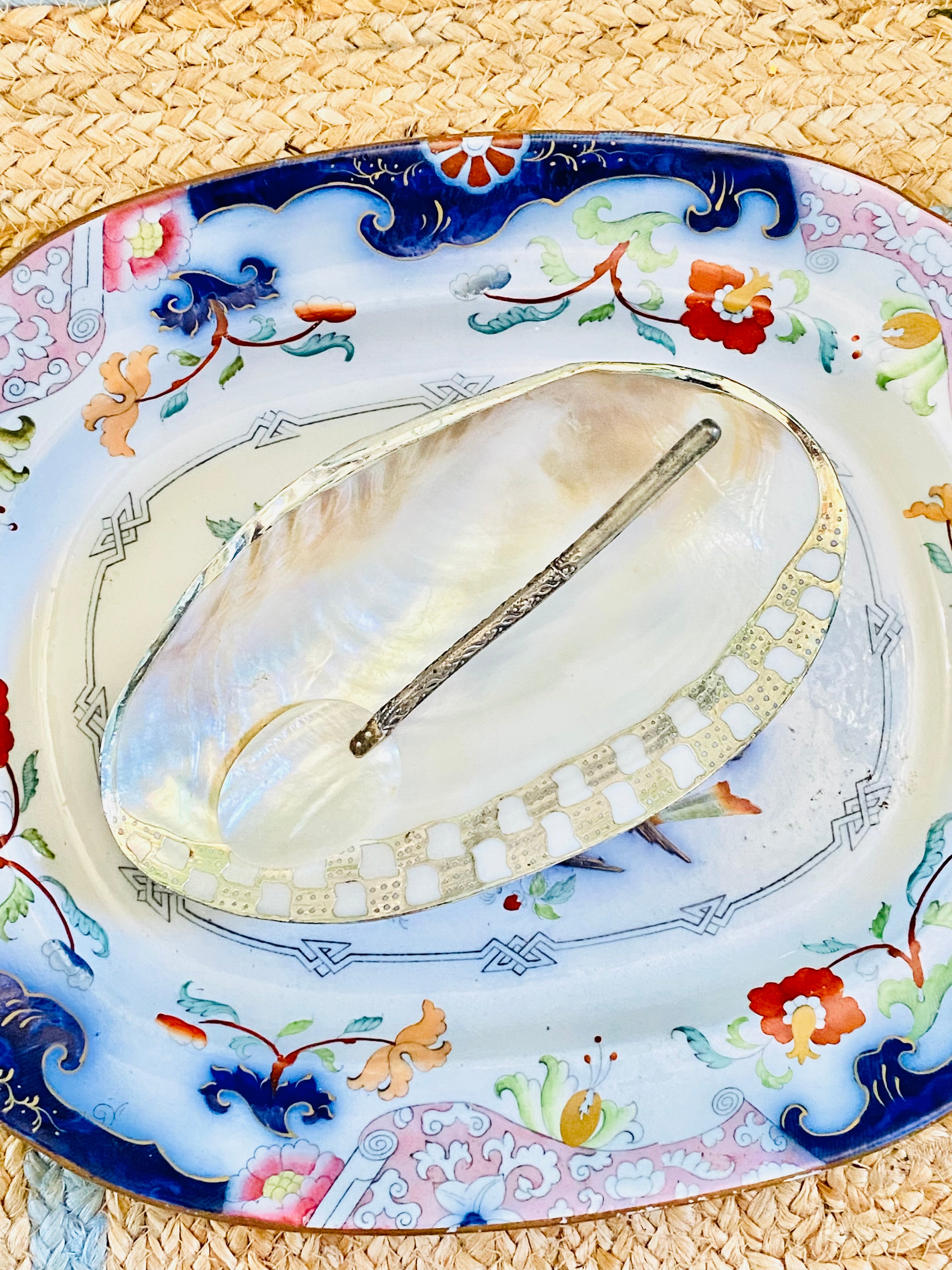 Mother of Pearl Shell Dish with Spoon
