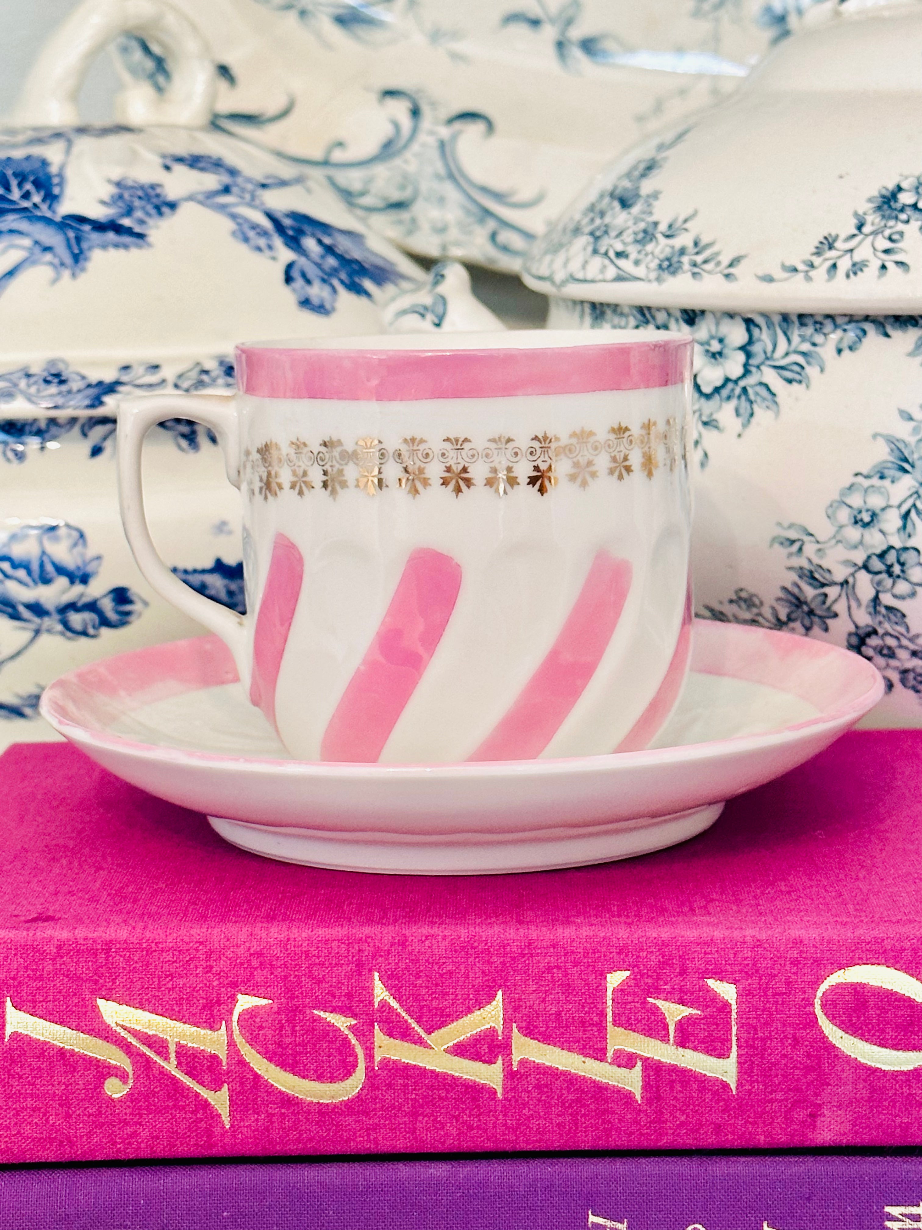 Stunning Pink & White Large Teacup