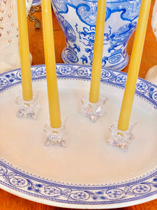 Set of Four Starburst Glass Candleholders