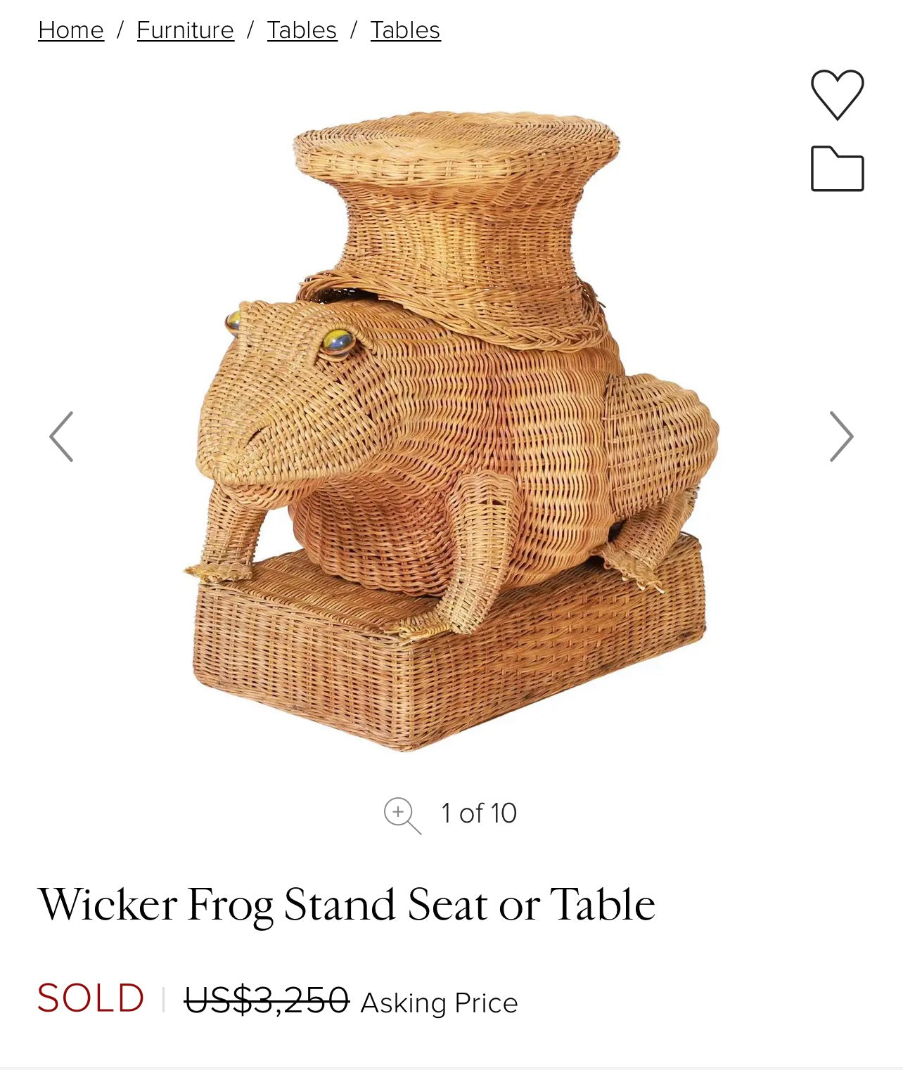 Incredibly Rare Wicker Frog Tray Table