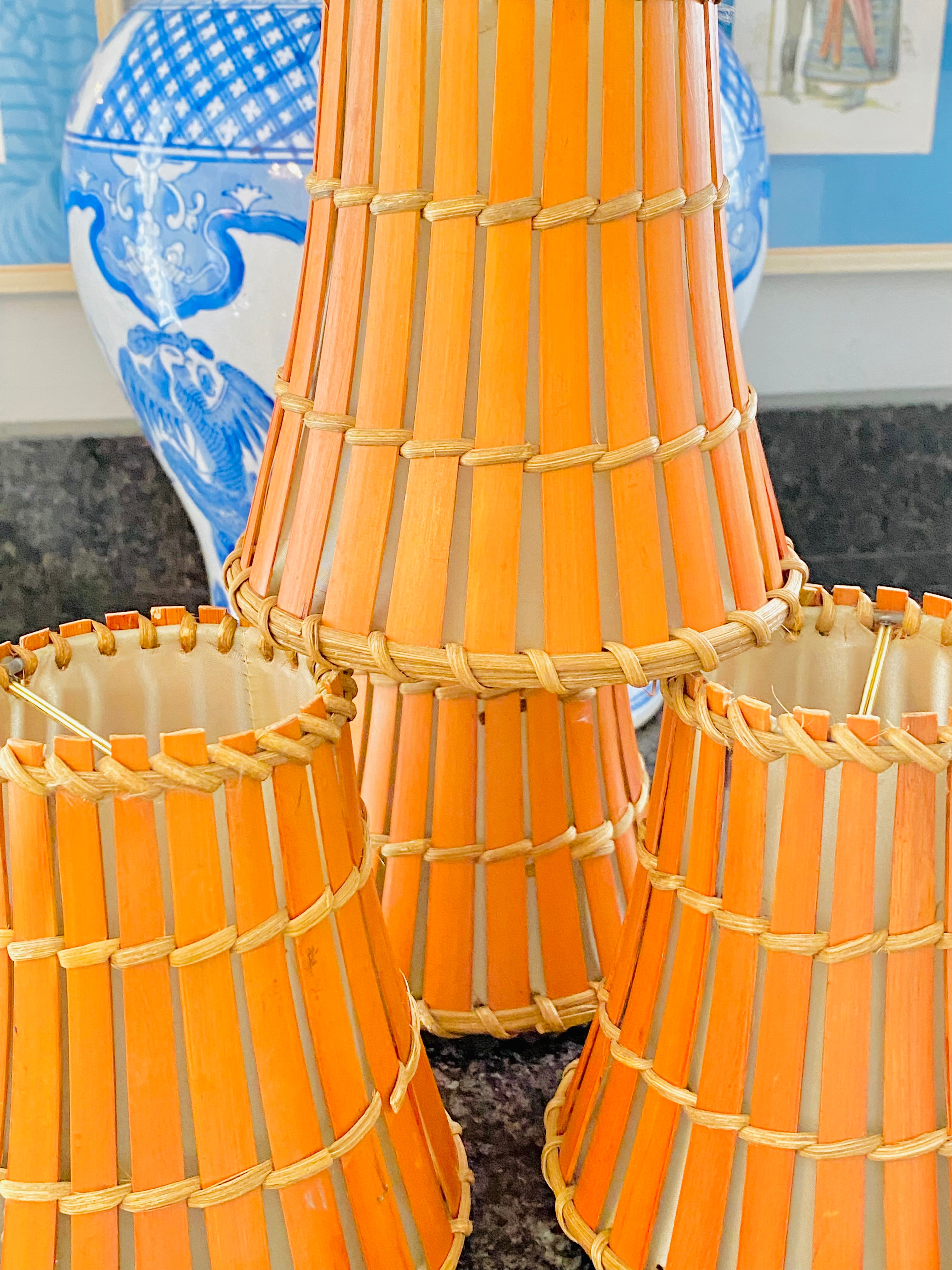 Set of 4 Classic Rattan Chandelier Shades