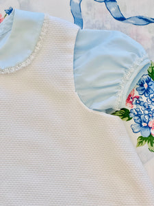 Lovely Pale Blue Dress with Embroidered Apron