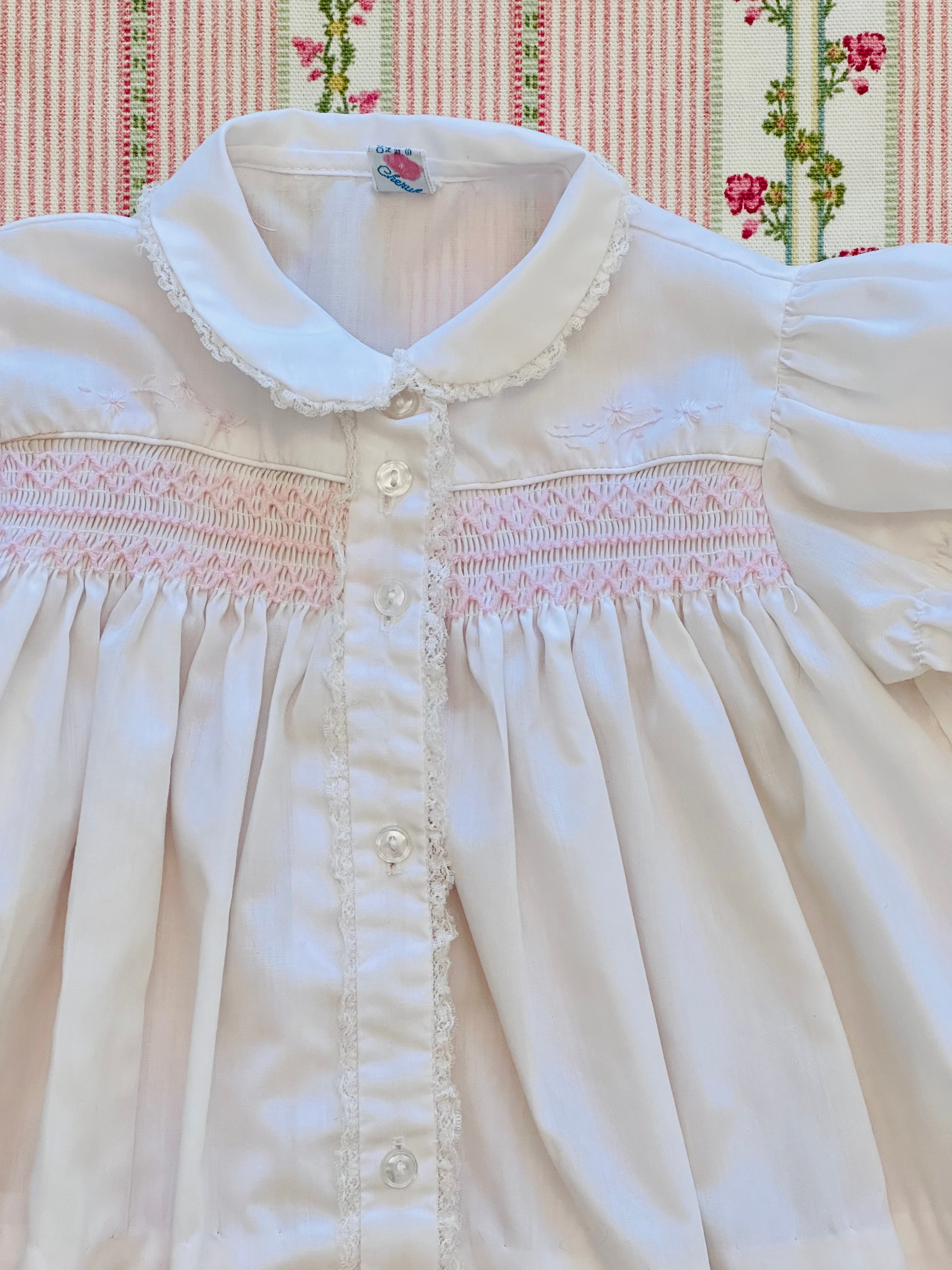 Sweet Smocked & Hand Embroidered Baby Dress