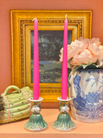 Load image into Gallery viewer, Rare &amp; Fabulous Famille Verte Bok Choy Candlesticks
