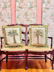 Pair of Palm Beach Chic Needlepoint Pillows